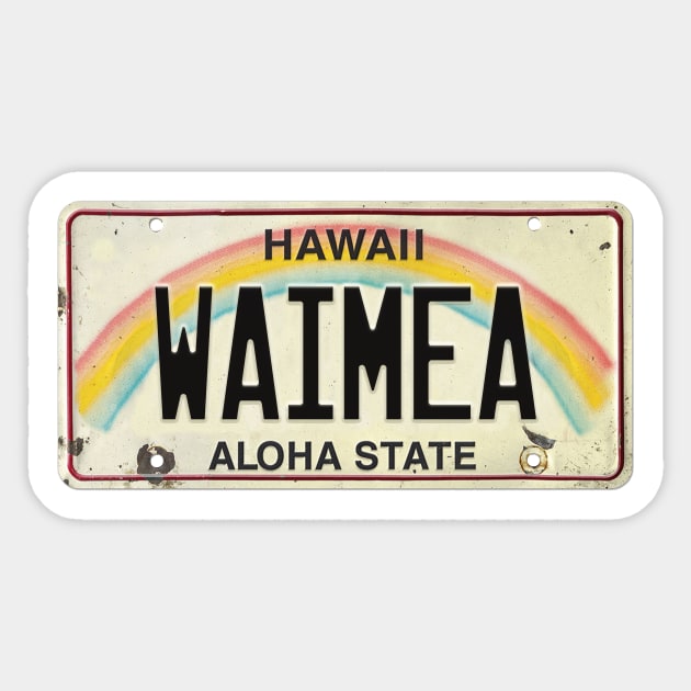 Vintage Hawaii License Plate WAIMEA Sticker by HaleiwaNorthShoreSign